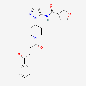 molecular formula C23H28N4O4 B6086258 N-{1-[1-(4-oxo-4-phenylbutanoyl)-4-piperidinyl]-1H-pyrazol-5-yl}tetrahydro-3-furancarboxamide 