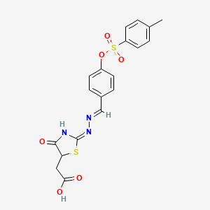 {2-[(4-{[(4-methylphenyl)sulfonyl]oxy}benzylidene)hydrazono]-4-oxo-1,3-thiazolidin-5-yl}acetic acid