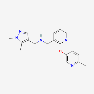 molecular formula C18H21N5O B6086280 1-(1,5-dimethyl-1H-pyrazol-4-yl)-N-({2-[(6-methyl-3-pyridinyl)oxy]-3-pyridinyl}methyl)methanamine 