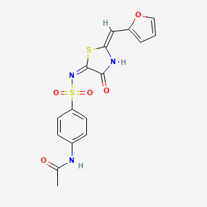 molecular formula C16H13N3O5S2 B6086295 N-[4-({[2-(2-furylmethylene)-4-oxo-1,3-thiazolidin-5-ylidene]amino}sulfonyl)phenyl]acetamide 