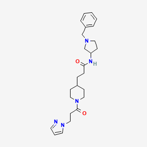 molecular formula C25H35N5O2 B6086300 N-(1-benzyl-3-pyrrolidinyl)-3-{1-[3-(1H-pyrazol-1-yl)propanoyl]-4-piperidinyl}propanamide 