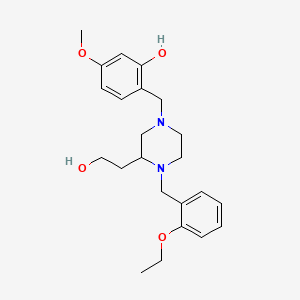 molecular formula C23H32N2O4 B6086313 2-{[4-(2-ethoxybenzyl)-3-(2-hydroxyethyl)-1-piperazinyl]methyl}-5-methoxyphenol 