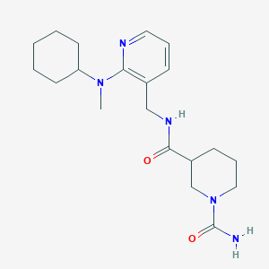 molecular formula C20H31N5O2 B6086324 N~3~-({2-[cyclohexyl(methyl)amino]-3-pyridinyl}methyl)-1,3-piperidinedicarboxamide 