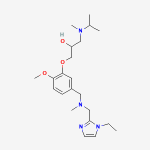 molecular formula C22H36N4O3 B6086332 1-(5-{[[(1-ethyl-1H-imidazol-2-yl)methyl](methyl)amino]methyl}-2-methoxyphenoxy)-3-[isopropyl(methyl)amino]-2-propanol 