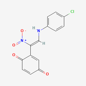molecular formula C14H9ClN2O4 B6086339 2-{2-[(4-chlorophenyl)amino]-1-nitrovinyl}benzo-1,4-quinone 