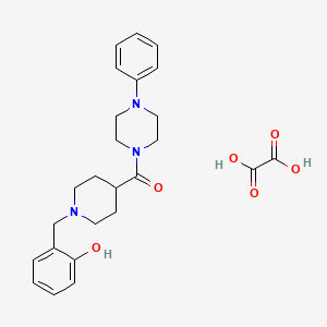 molecular formula C25H31N3O6 B6086343 2-({4-[(4-phenyl-1-piperazinyl)carbonyl]-1-piperidinyl}methyl)phenol ethanedioate (salt) 