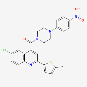 molecular formula C25H21ClN4O3S B6086358 6-chloro-2-(5-methyl-2-thienyl)-4-{[4-(4-nitrophenyl)-1-piperazinyl]carbonyl}quinoline 