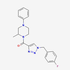 molecular formula C21H22FN5O B6086395 1-{[1-(4-fluorobenzyl)-1H-1,2,3-triazol-4-yl]carbonyl}-2-methyl-4-phenylpiperazine 