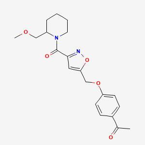 molecular formula C20H24N2O5 B6086414 1-{4-[(3-{[2-(methoxymethyl)-1-piperidinyl]carbonyl}-5-isoxazolyl)methoxy]phenyl}ethanone 