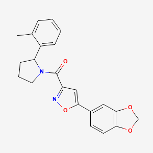 molecular formula C22H20N2O4 B6086416 5-(1,3-benzodioxol-5-yl)-3-{[2-(2-methylphenyl)-1-pyrrolidinyl]carbonyl}isoxazole 