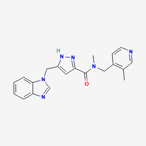 molecular formula C20H20N6O B6086449 5-(1H-benzimidazol-1-ylmethyl)-N-methyl-N-[(3-methyl-4-pyridinyl)methyl]-1H-pyrazole-3-carboxamide 