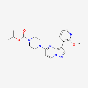 molecular formula C20H24N6O3 B608648 4-[3-(2-Methoxy-pyridin-3-yl)-pyrazolo[1,5-a]pyrimidin-5-yl]-piperazine-1-carboxylic acid isopropyl ester CAS No. 1454555-29-3