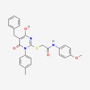 molecular formula C27H25N3O4S B6086538 2-{[5-benzyl-4-hydroxy-1-(4-methylphenyl)-6-oxo-1,6-dihydro-2-pyrimidinyl]thio}-N-(4-methoxyphenyl)acetamide 