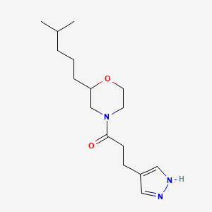 molecular formula C16H27N3O2 B6086543 2-(4-methylpentyl)-4-[3-(1H-pyrazol-4-yl)propanoyl]morpholine 