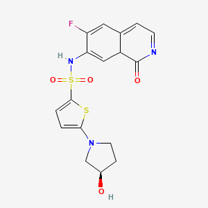 molecular formula C17H16FN3O4S2 B608659 N-(6-氟-1-氧代-8aH-异喹啉-7-基)-5-[(3R)-3-羟基吡咯烷-1-基]噻吩-2-磺酰胺 CAS No. 1941211-99-9