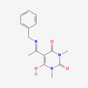 molecular formula C15H17N3O3 B6086679 5-[1-(benzylamino)ethylidene]-1,3-dimethyl-2,4,6(1H,3H,5H)-pyrimidinetrione 