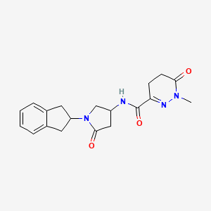 molecular formula C19H22N4O3 B6086691 N-[1-(2,3-dihydro-1H-inden-2-yl)-5-oxo-3-pyrrolidinyl]-1-methyl-6-oxo-1,4,5,6-tetrahydro-3-pyridazinecarboxamide 
