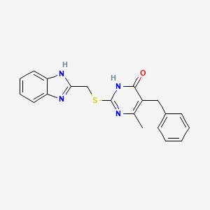 molecular formula C20H18N4OS B6086766 2-[(1H-benzimidazol-2-ylmethyl)thio]-5-benzyl-6-methyl-4(3H)-pyrimidinone 