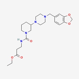 molecular formula C23H34N4O5 B6086767 ethyl N-({3-[4-(1,3-benzodioxol-5-ylmethyl)-1-piperazinyl]-1-piperidinyl}carbonyl)-beta-alaninate 
