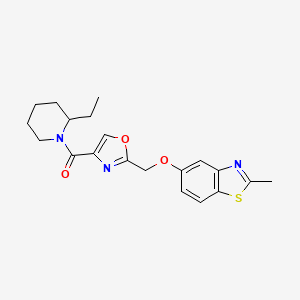 molecular formula C20H23N3O3S B6086814 5-({4-[(2-ethyl-1-piperidinyl)carbonyl]-1,3-oxazol-2-yl}methoxy)-2-methyl-1,3-benzothiazole 