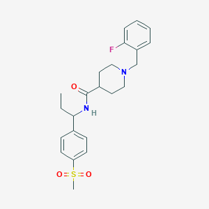 molecular formula C23H29FN2O3S B6086841 1-(2-fluorobenzyl)-N-{1-[4-(methylsulfonyl)phenyl]propyl}-4-piperidinecarboxamide 
