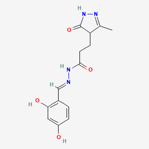 molecular formula C14H16N4O4 B6086869 N'-(2,4-dihydroxybenzylidene)-3-(3-methyl-5-oxo-4,5-dihydro-1H-pyrazol-4-yl)propanohydrazide 