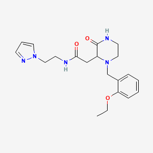 molecular formula C20H27N5O3 B6086882 2-[1-(2-ethoxybenzyl)-3-oxo-2-piperazinyl]-N-[2-(1H-pyrazol-1-yl)ethyl]acetamide 