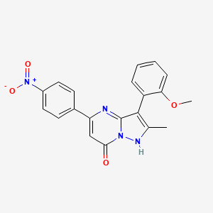 molecular formula C20H16N4O4 B6086883 3-(2-methoxyphenyl)-2-methyl-5-(4-nitrophenyl)pyrazolo[1,5-a]pyrimidin-7(4H)-one 
