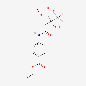molecular formula C16H18F3NO6 B6086890 ethyl 4-{[3-(ethoxycarbonyl)-4,4,4-trifluoro-3-hydroxybutanoyl]amino}benzoate 
