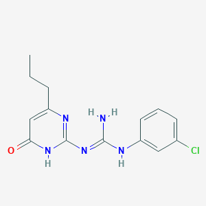 molecular formula C14H16ClN5O B6086911 N-(3-chlorophenyl)-N'-(6-oxo-4-propyl-1,6-dihydro-2-pyrimidinyl)guanidine 