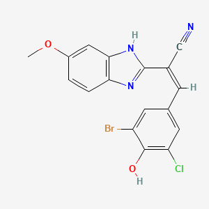 molecular formula C17H11BrClN3O2 B6086937 3-(3-bromo-5-chloro-4-hydroxyphenyl)-2-(5-methoxy-1H-benzimidazol-2-yl)acrylonitrile 