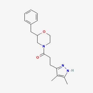 molecular formula C19H25N3O2 B6086953 2-benzyl-4-[3-(3,4-dimethyl-1H-pyrazol-5-yl)propanoyl]morpholine 