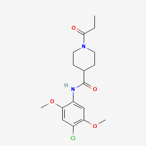 molecular formula C17H23ClN2O4 B6086989 N-(4-chloro-2,5-dimethoxyphenyl)-1-propionyl-4-piperidinecarboxamide 