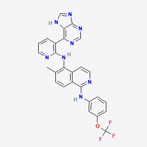 molecular formula C27H19F3N8O B608700 N5-(3-(7H-Purin-6-yl)pyridin-2-yl)-6-methyl-N1-(3-(trifluoromethoxy)phenyl)isoquinoline-1,5-diamine CAS No. 2274819-46-2
