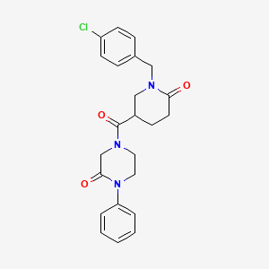 molecular formula C23H24ClN3O3 B6087009 4-{[1-(4-chlorobenzyl)-6-oxo-3-piperidinyl]carbonyl}-1-phenyl-2-piperazinone 