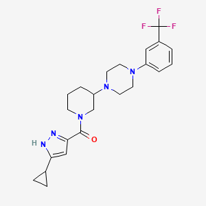 molecular formula C23H28F3N5O B6087053 1-{1-[(3-cyclopropyl-1H-pyrazol-5-yl)carbonyl]-3-piperidinyl}-4-[3-(trifluoromethyl)phenyl]piperazine 