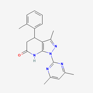 molecular formula C20H21N5O B6087066 1-(4,6-dimethyl-2-pyrimidinyl)-3-methyl-4-(2-methylphenyl)-1,4,5,7-tetrahydro-6H-pyrazolo[3,4-b]pyridin-6-one 