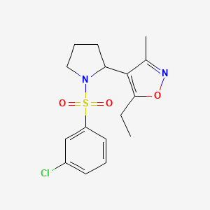 molecular formula C16H19ClN2O3S B6087108 4-{1-[(3-chlorophenyl)sulfonyl]-2-pyrrolidinyl}-5-ethyl-3-methylisoxazole 