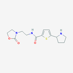 molecular formula C14H19N3O3S B6087163 N-[2-(2-oxo-1,3-oxazolidin-3-yl)ethyl]-5-(2-pyrrolidinyl)-2-thiophenecarboxamide trifluoroacetate 