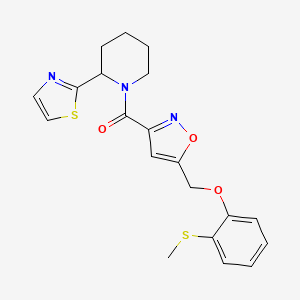 molecular formula C20H21N3O3S2 B6087182 1-[(5-{[2-(methylthio)phenoxy]methyl}-3-isoxazolyl)carbonyl]-2-(1,3-thiazol-2-yl)piperidine 