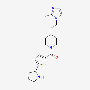 molecular formula C20H28N4OS B6087195 4-[2-(2-methyl-1H-imidazol-1-yl)ethyl]-1-{[5-(2-pyrrolidinyl)-2-thienyl]carbonyl}piperidine bis(trifluoroacetate) 