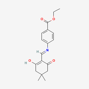 molecular formula C18H21NO4 B6087224 ethyl 4-{[(4,4-dimethyl-2,6-dioxocyclohexylidene)methyl]amino}benzoate 