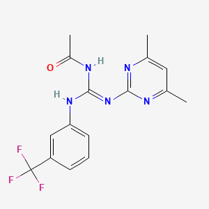 molecular formula C16H16F3N5O B6087241 N-([(4,6-dimethyl-2-pyrimidinyl)amino]{[3-(trifluoromethyl)phenyl]amino}methylene)acetamide 