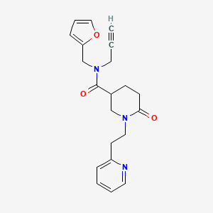 molecular formula C21H23N3O3 B6087242 N-(2-furylmethyl)-6-oxo-N-2-propyn-1-yl-1-[2-(2-pyridinyl)ethyl]-3-piperidinecarboxamide 