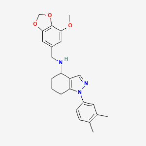 molecular formula C24H27N3O3 B6087250 1-(3,4-dimethylphenyl)-N-[(7-methoxy-1,3-benzodioxol-5-yl)methyl]-4,5,6,7-tetrahydro-1H-indazol-4-amine 