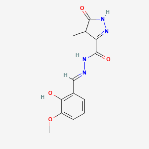 molecular formula C13H14N4O4 B6087253 N'-(2-hydroxy-3-methoxybenzylidene)-4-methyl-5-oxo-4,5-dihydro-1H-pyrazole-3-carbohydrazide 