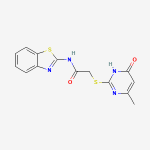 molecular formula C14H12N4O2S2 B6087261 N-1,3-benzothiazol-2-yl-2-[(4-methyl-6-oxo-1,6-dihydro-2-pyrimidinyl)thio]acetamide 