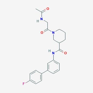 molecular formula C22H24FN3O3 B6087302 1-(N-acetylglycyl)-N-(4'-fluoro-3-biphenylyl)-3-piperidinecarboxamide 