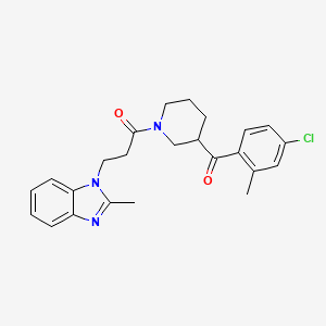 molecular formula C24H26ClN3O2 B6087306 (4-chloro-2-methylphenyl){1-[3-(2-methyl-1H-benzimidazol-1-yl)propanoyl]-3-piperidinyl}methanone 