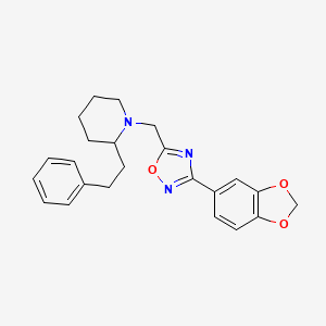 molecular formula C23H25N3O3 B6087330 1-{[3-(1,3-benzodioxol-5-yl)-1,2,4-oxadiazol-5-yl]methyl}-2-(2-phenylethyl)piperidine 